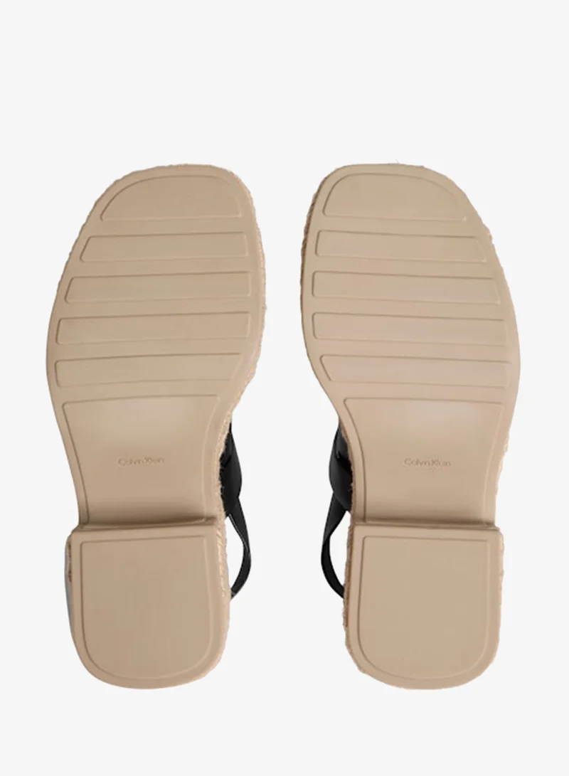 Calvin Klein Ck Black Beta - Leather Espadrille Heeled Sandals for Women | Best Price UAE